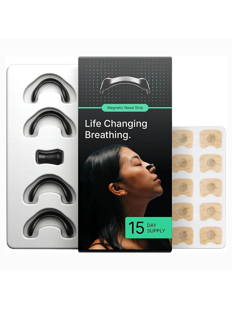 Skin Safe Nasal Strips,Nasal Dilator Intake Breathing Nasal Strip Starter Kit Boost Oxygen Reduce Snoring,Magnetic Nose Strips